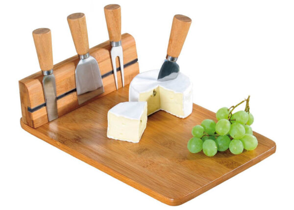 TAGLIERE FORMAGGIO BAMBU C/POSATE 30X20X8CM.
