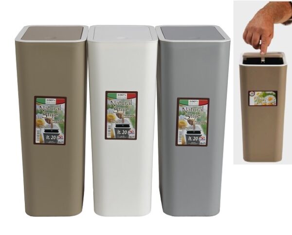 PATTUMIERA RATTAN SINGOLA CON PULSANTE LT.20 TRE COLORI **