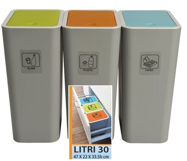 PATTUMIERE CON PULSANTE SET 3 PZ. LT.30 **