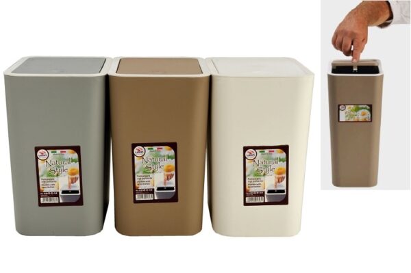 PATTUMIERA RATTAN SINGOLA CON PULSANTE LT. 8 TRE COLORI **