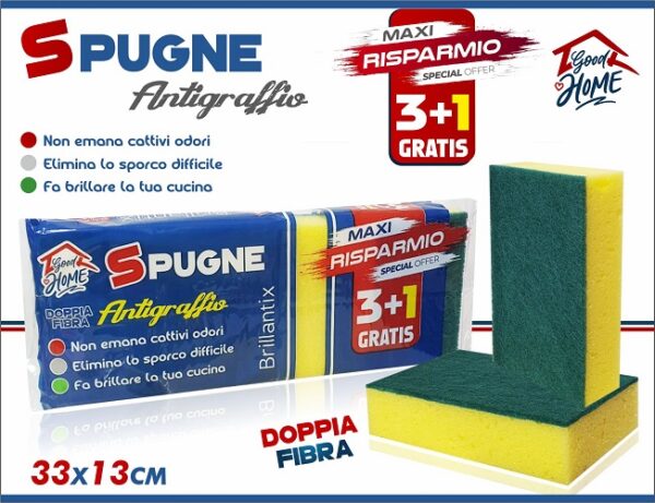 SPUGNA ANTIGRAFFIO DOPPIA FIBRA  CONF. 3+1