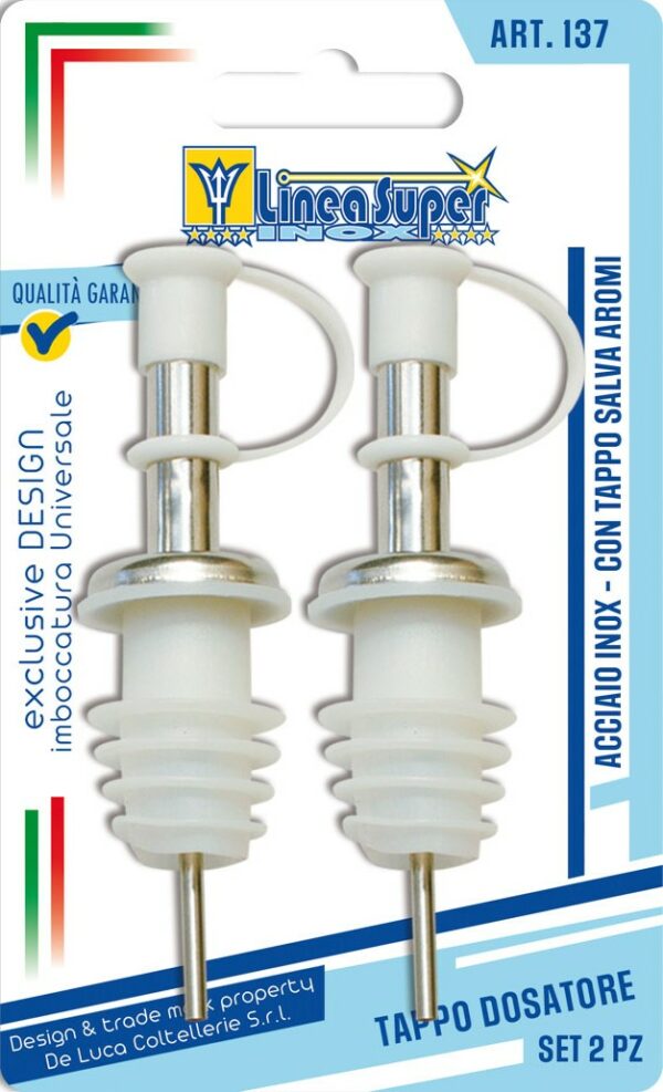 TAPPO DOSATORE INOX SET 2 PEZZI DE LUCA