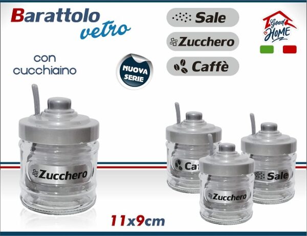 BARATTOLO VETRO PICCOLO SALE-ZUCCHERO-CAFFE