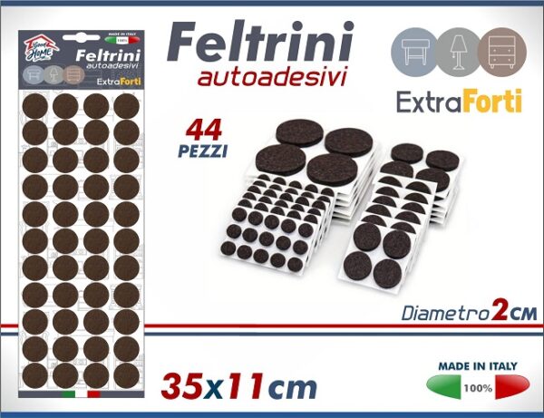 FELTRINI TONDI DIAM.2CM. MARRONI CONF. DA 44 PZ.
