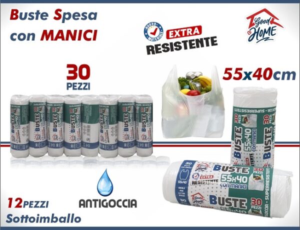 BUSTE SPESA 50X40 TRASP. ROTOLO DA 30PZ. X12