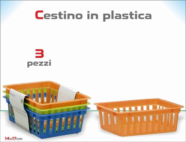 CESTINI IN PLASTICA TRIS COLORI ASSORTITI GOOD HOME