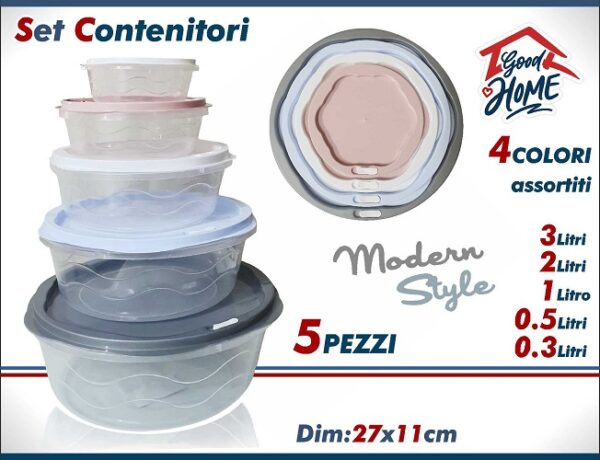 CONTENITORI ROTONDI SET 5PZ. LT.3-250ML MODERN STYLE