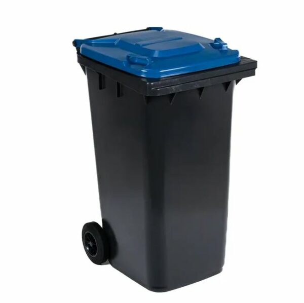 BIDONE CARRELLATO LT.240 S/PEDALE C/COPERCHIO BLU 3S