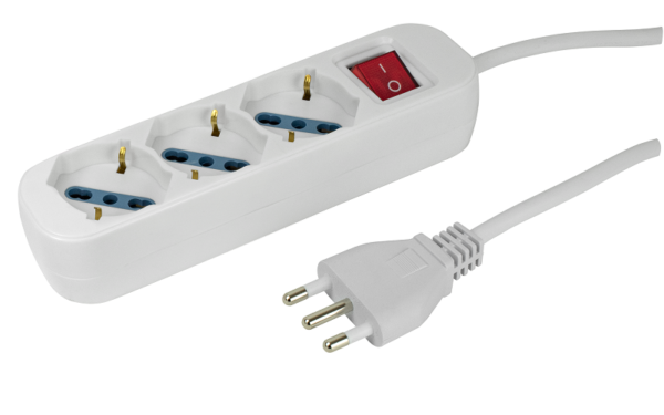 Multipresa con interruttore 3 prese trivalenti schuko/10/16A