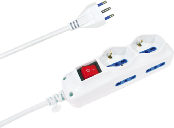 Multipresa con interruttore 2 schuko + 4 bivalenti 10/16A