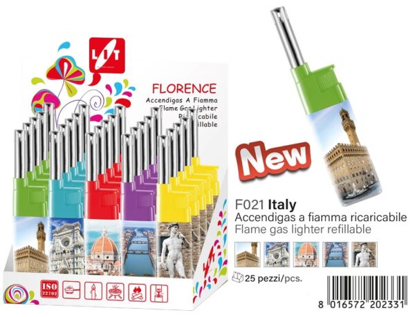 ACCENDIGAS A FIAMMA ELFIN ITALY IN ESPOSITORE DA 25PZ.
