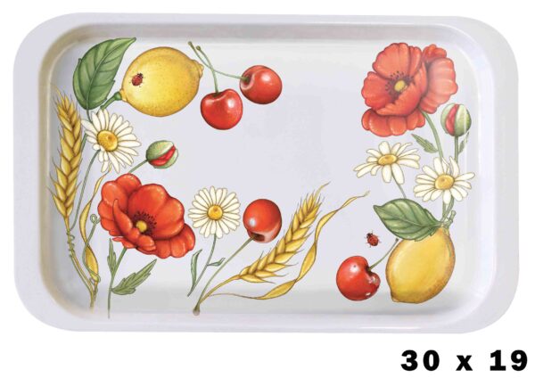 VASSOIO CAFFE' MELANINA CM.30X19 DECORO PAPAVERI