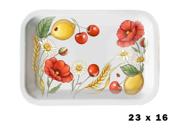 VASSOIETTO MELANINA CM.23X16X2 DECORO PAPAVERI