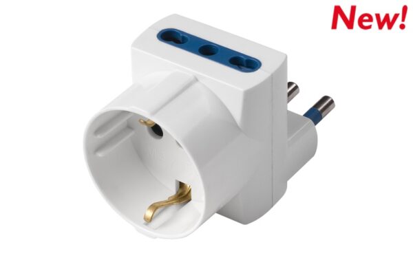 Adattatore Salvaspazio 2 prese biv.+schuko - spina 16A - Bia