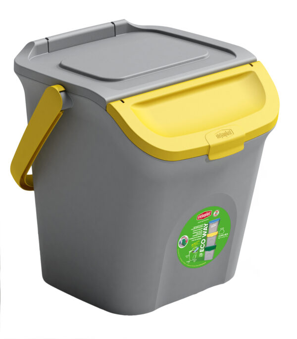 PATTUMIERA VERTICALE ECO WAY LT.28 GRIGIO/GIALLO STEF