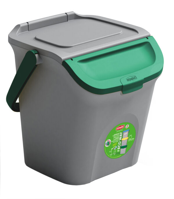 PATTUMIERA VERTICALE ECO WAY LT.28 GRIGIO/VERDE STEF