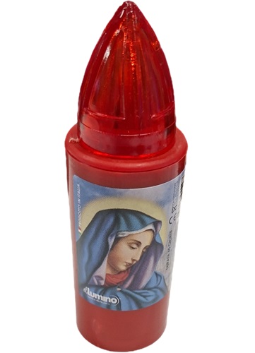 Candela Votiva LED A Fiamma Rossa Tremolante &ndash; Lumino Cimitero Impermeabile Con Batterie Incluse, Durata 60 Giorni