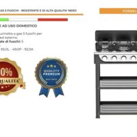 CUCINETTA A GAS NERA 5 FUOCHI