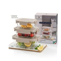 CONTENITORE ERMETICO IN VETRO SET 3 PZ. LEDA***